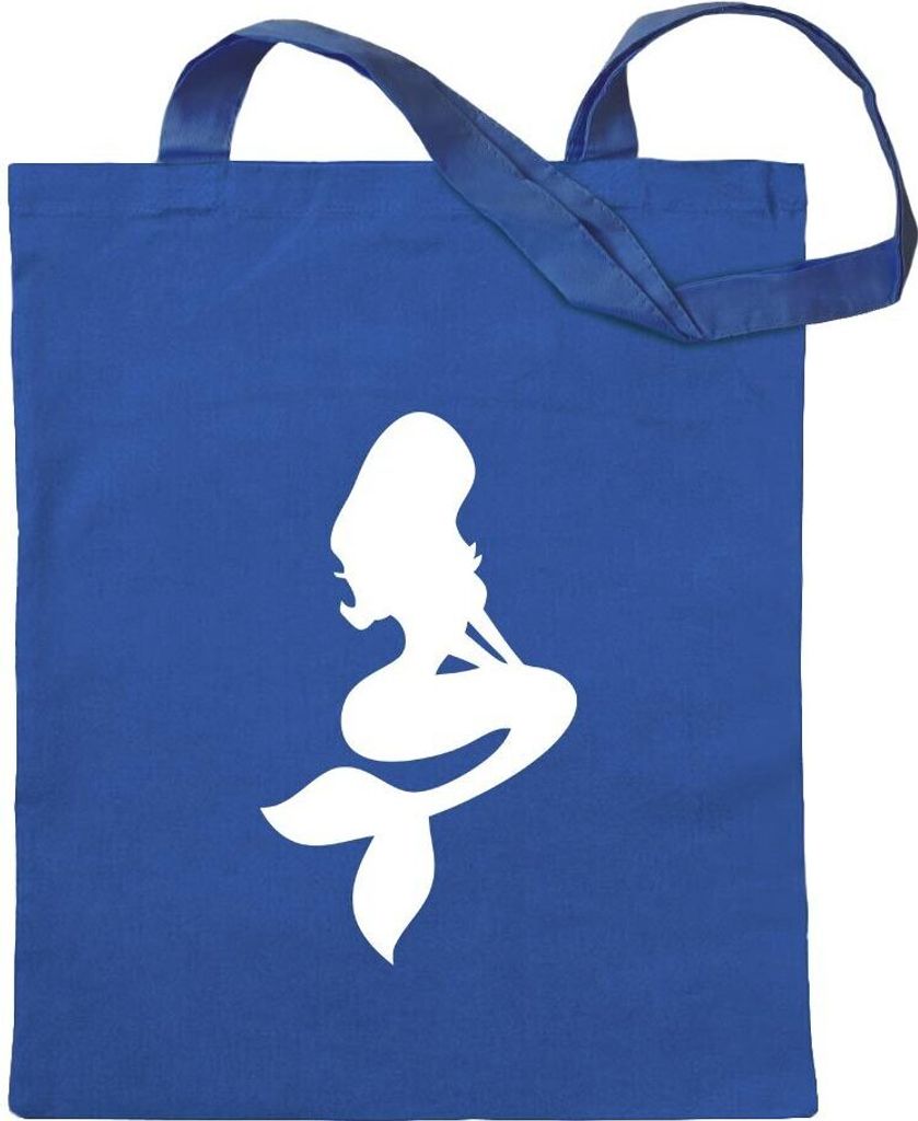 Kiwistar - Baumwolltasche - royalblau - Meerjungfrau 2 - Seejungfrau - Tragetasche Stoffbeutel Umhängetasche Langer Henkel