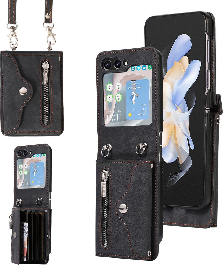 INF Retro Crossbody Handyhülle für Samsung Z Flip 5 mit Kartenfach