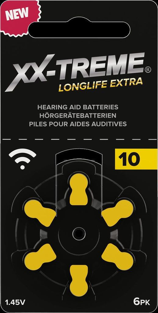 XX-Treme Longlife Extra 10 - Zink-Luft Hörgeräte Knopfzelle - 6er Pack