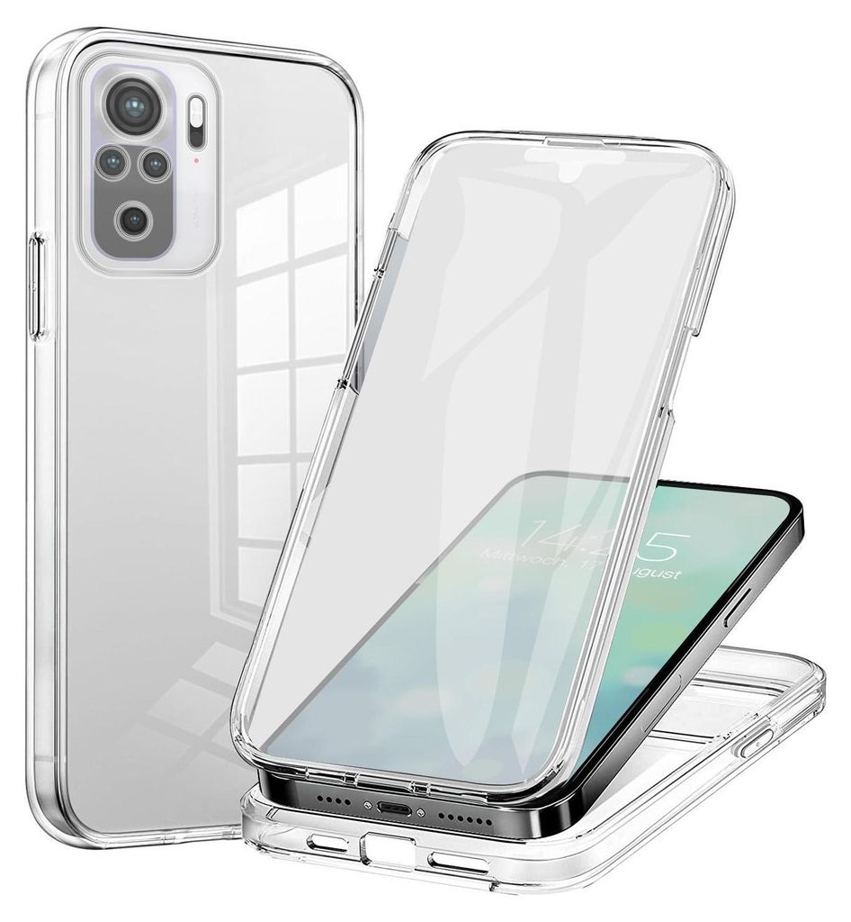 360 Grad Handyhülle für Xiaomi Redmi Note 10 / 10S Case Cover Hülle Bumper Rundum Schutzhülle Smartphone Schutz Transparent