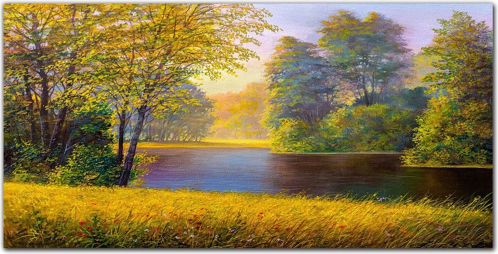 Coloray Bild aus Leinwand 100x50 Leinwand Dekoration - River Forest Natur