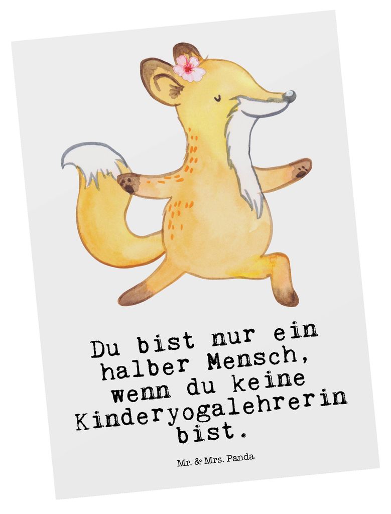 Mr. & Mrs. Panda Postkarte Kinderyogalehrerin Herz - Weiß - Geschenk, Fotokarte, Ansichtskarte, Grußkarte, Ansichtskarten, Postkarten