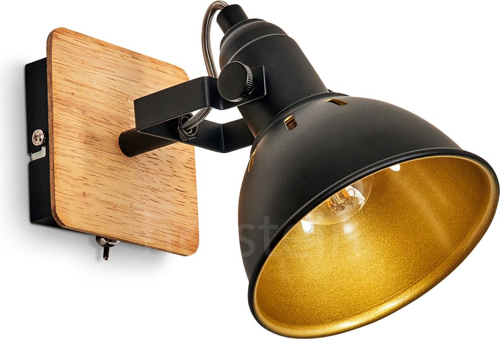 Arazane »Arazane« Wandlampe aus Metall/Holz in Schwarz/Chrom/Gold/Natur