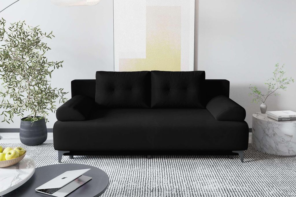 99rooms Fiora Schlafsofa Velours KRONOS Schwarz
