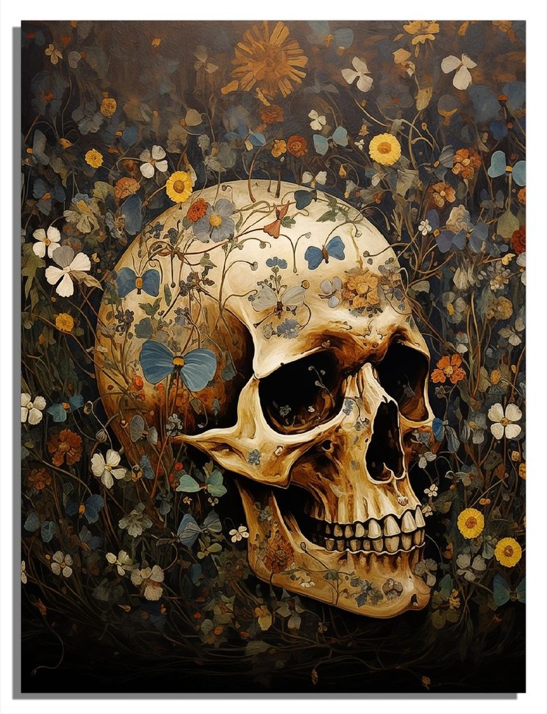 Wallario Magnet für Kühlschrank / Geschirrspüler, magnetisch haftende Folie - 60 x 80 cm, Motiv: Vergänglichkeit im Blütenmeer