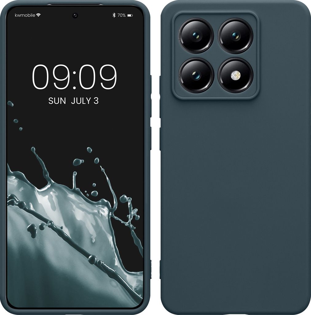 kwmobile Handyhülle kompatibel mit Xiaomi 14T Hülle - Handy Case aus weichem Silikon in Dunkler Schiefer