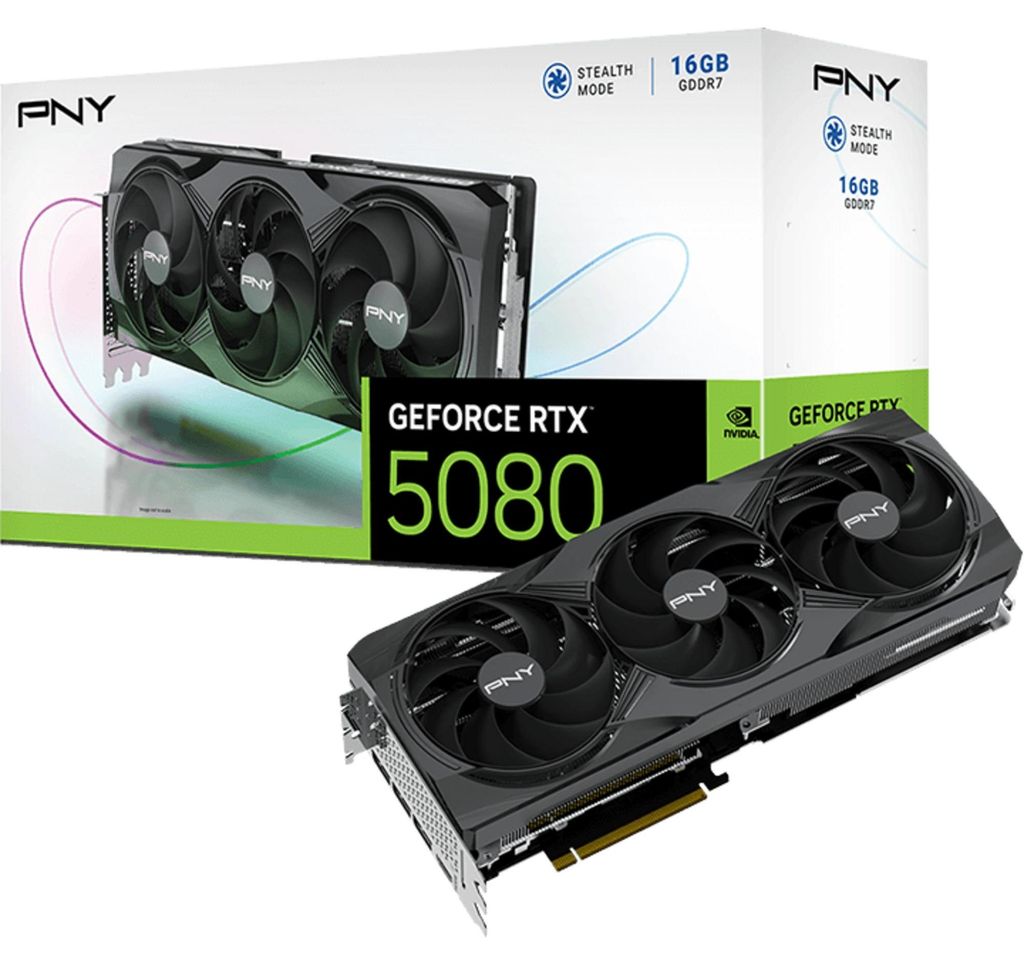 PNY GeForce RTX 5080, Grafikkarte, (DLSS 4, 3x DisplayPort, Produktbild 