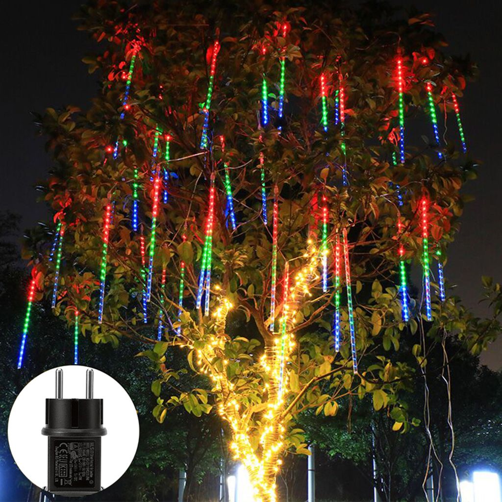 192 LED Meteorschauer Regen Lichter Bunt Wasserdichte Eiszapfen Lichterkette Garten Party Weihnachten Deko