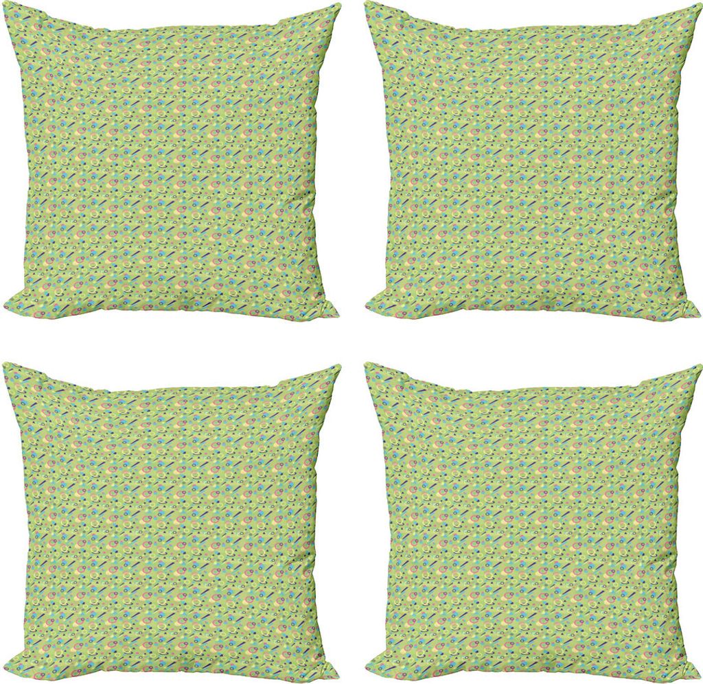 ABAKUHAUS Geometrisch Kissenbezug Set (4 Stück), Memphis-Art-Muster, Moderner Doppelseitiger Digitaldruck, 60 cm x 60 cm, Mehrfarbig
