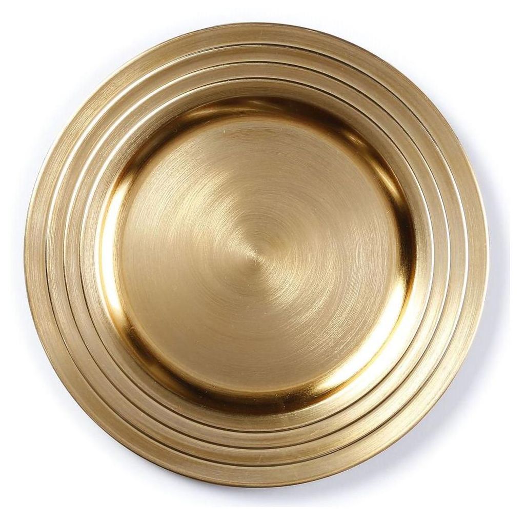 Dekoteller Kunststoff mit gerilltem Rand 33cm gold