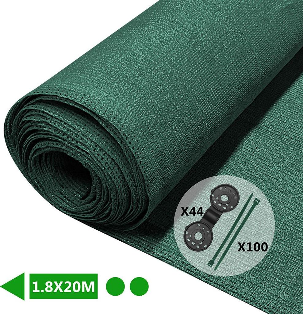 VOUNOT Zaunblende 1.8×20m, Sichtschutz Zaun 150 g/m² HDPE Schattiernetz, Grün