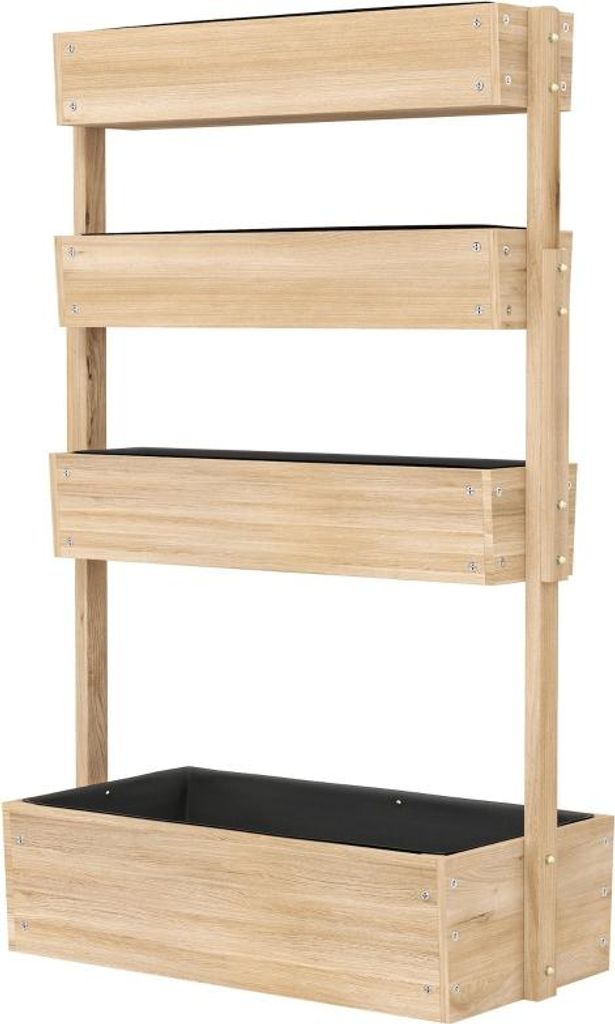 Hochbeet Holz, 4 Ebene Pflanzbeet mit Entwässerungslöcher Frühbeet Pflanzkasten Gemüsebeet für Garten Balkon, Pflanzkübel für Blumen, Obst, ...