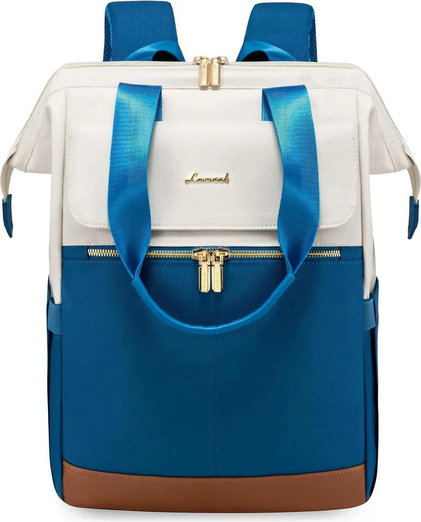 Sac à dos anti-choc femme bleu avec USB pour ordinateur portable 15,6 po