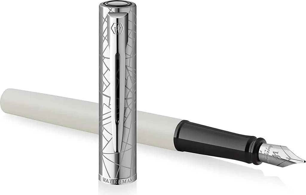 Stylo Plume de Luxe Waterman Allure Blanc et Bleu avec Écrin Cadeau