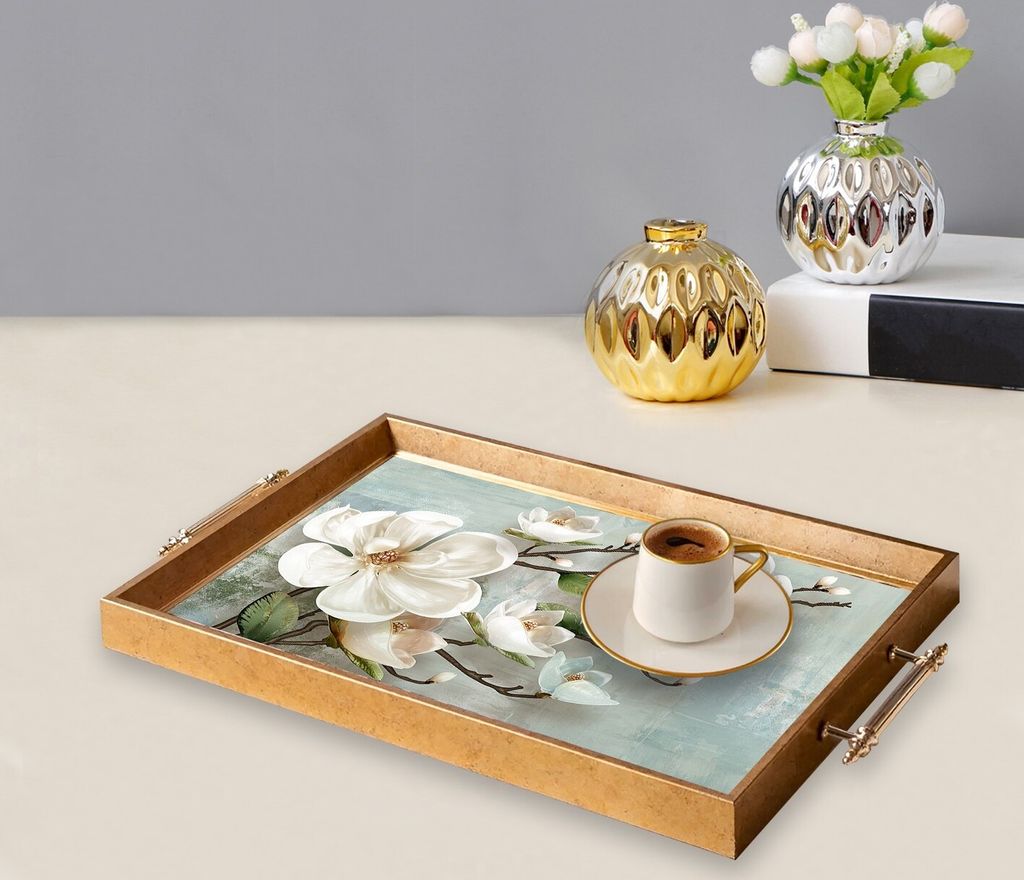 Evila Originals, TPEA9880, Tablett, Mehrfarbig, 100 % GLAS, 50 x 29 x 3,5 cm