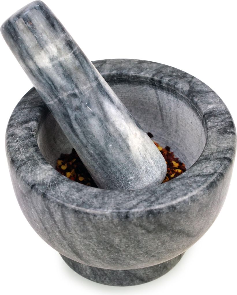 Eurocatch Marmor-Mörser 13cm – Naturstein Kräuter- und Gewürzmühle für Küche, Knoblauch, Nüsse, Pfeffer und Saucen