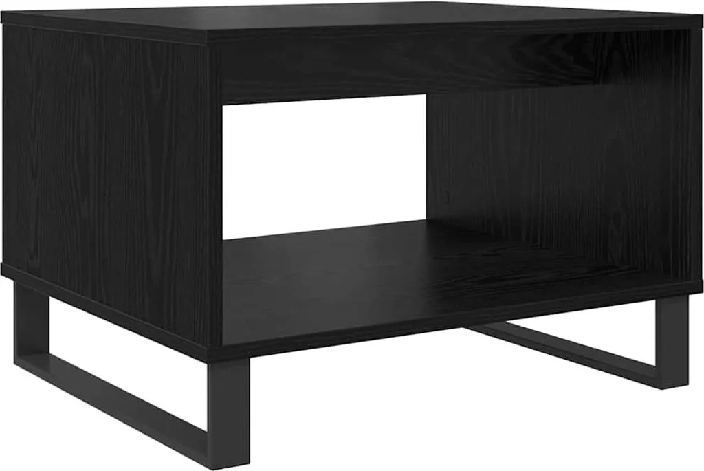 Tavolino da caffè look rovere nero 60 x 50 x 40 cm materiale a base di legno