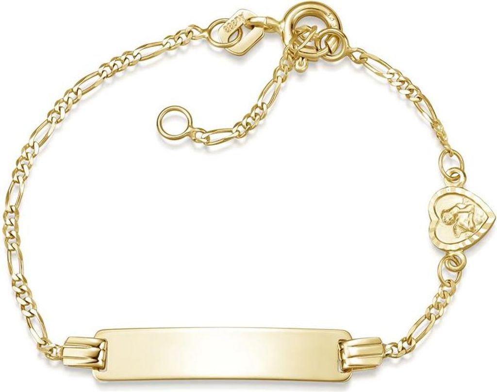 SILBERKETTEN STORE Kinder-Gravurarmband Engel II Figaro 1,5mm - 333 Gold, Länge wählbar - 15cm