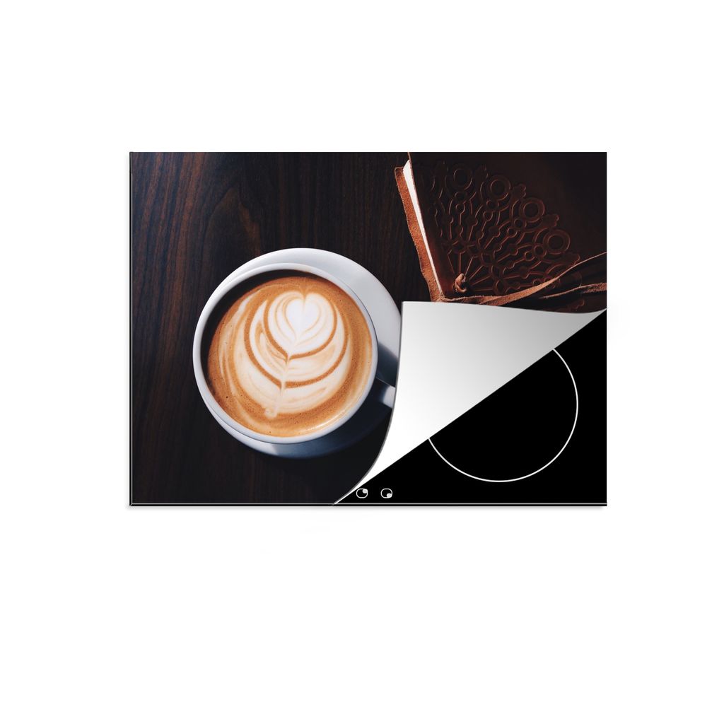 KitchenYeah Herdabdeckplatte Kaffee - Zimt - Braun , 75x52cm, Küche Deko, Glaskeramikkochfeld Herdabdeckung, Abdeckplatte fùr Kochfeld