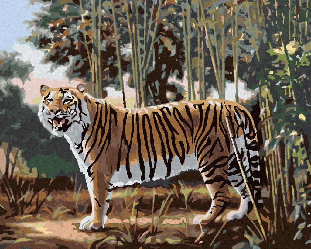 Zuty - Malen nach Zahlen - TIGER UND BAMBUS (D. RUSTY RUST), 40x50 cm, mit Keilrahmen (bereits gespannt)