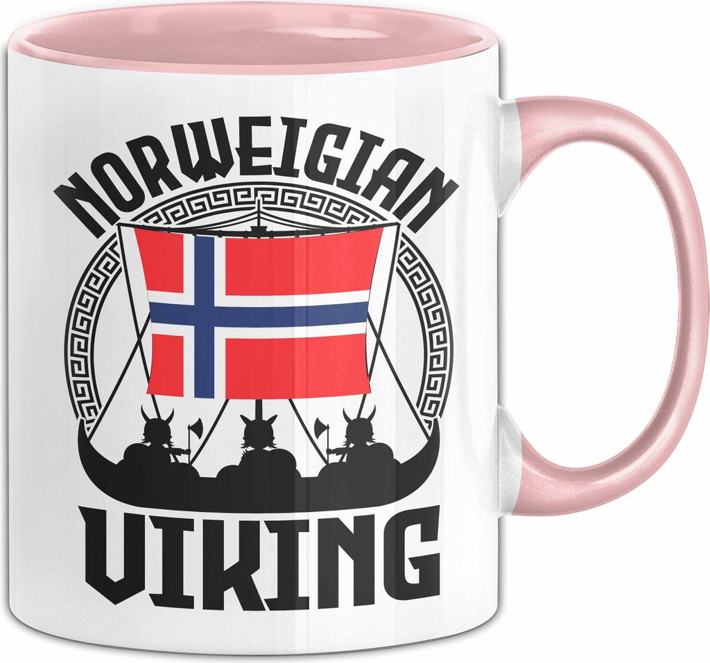 Norwegen Tasse Geschenk Skandinavien Wikinger Norwegische Flagge Geschenk Becher (Rosa)