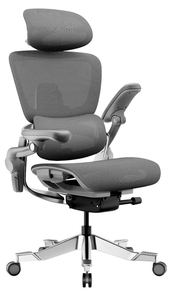 H2 Pro Bürostuhl ergonomisch mit Lordosenstütze, Kopfstütze und verstellbaren Armlehnen, belastbar bis 150 kg, atmungsaktives Mesh, Drehstuhl f...