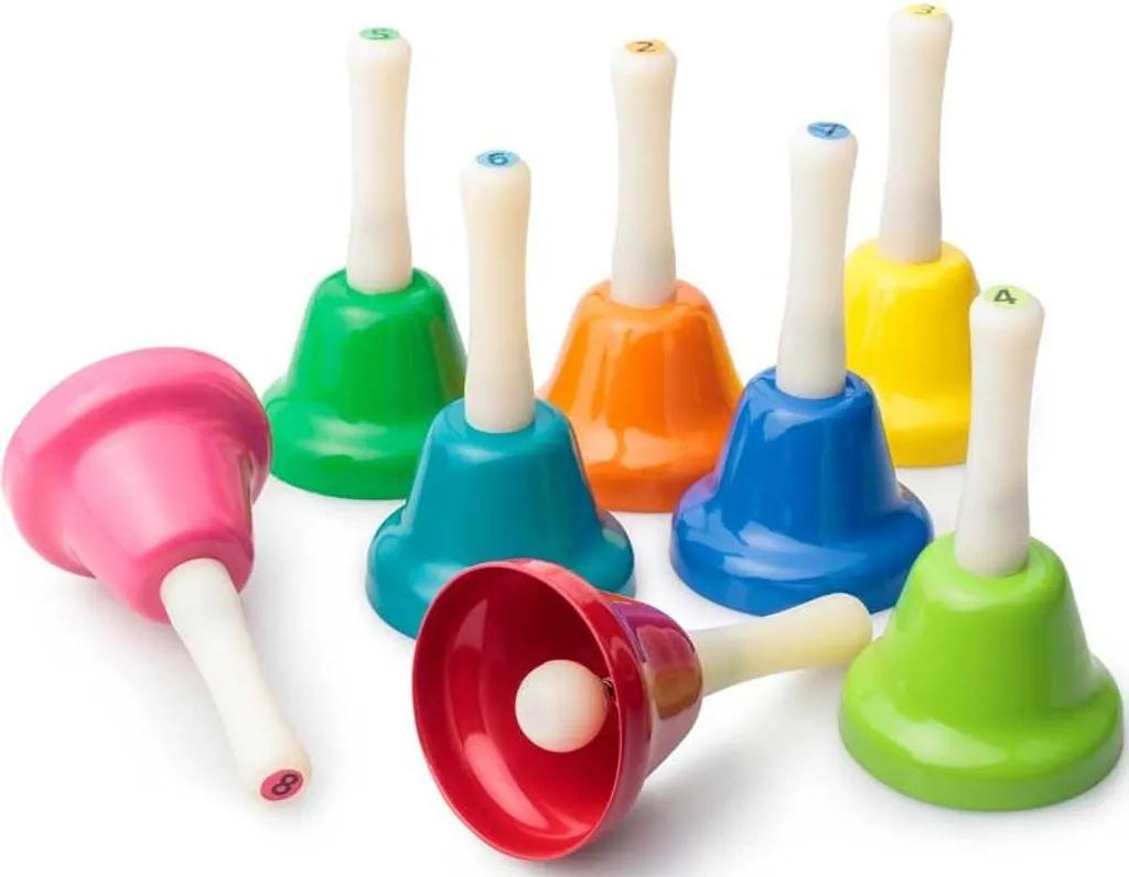 Carillon musical pour enfant avec 8 cloches à main multicolores Pro