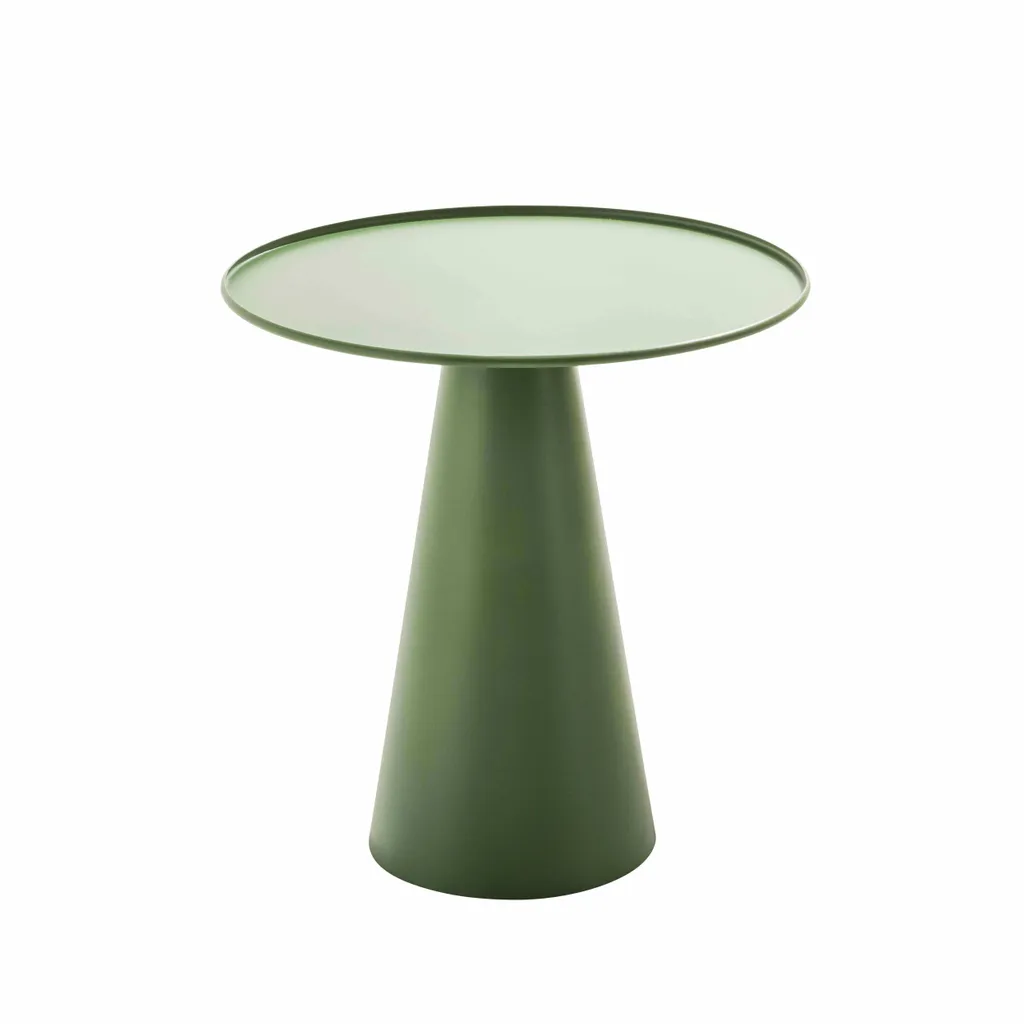 Petite table de salon ronde en métal vert cactus Gomba style industriel