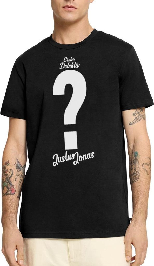 Spreadshirt Die Drei Fragezeichen Justus Jonas Kostüm Männer Premium T-Shirt, M, Schwarz
