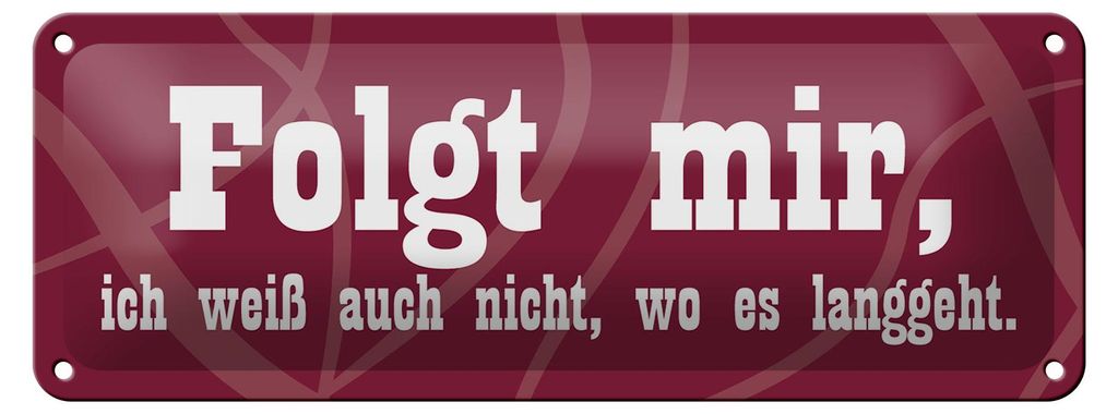 Blechschild Spruch 27x10cm Folgt mir weiß nicht wo langgeht Dekoration