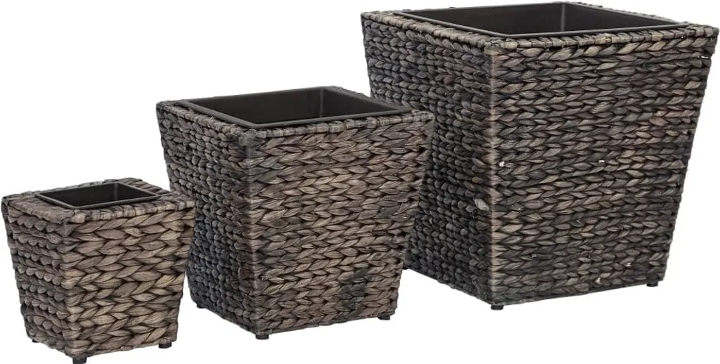 vidaXL Jardin Surélevé 3 Pièces en Jacinthe d'Eau Brun pour Extérieur
