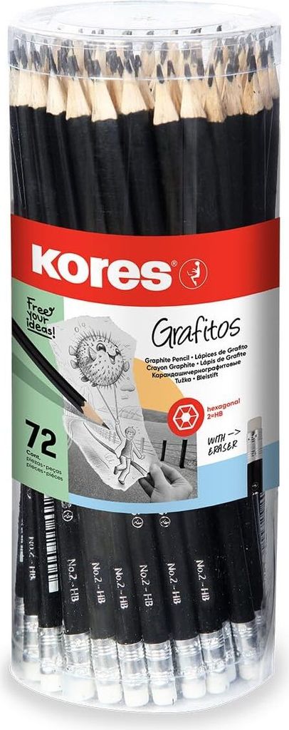 Kores Grafitos, HB, Czarny, Sześciokątny, 72 szt. Zdjęcie produktu 