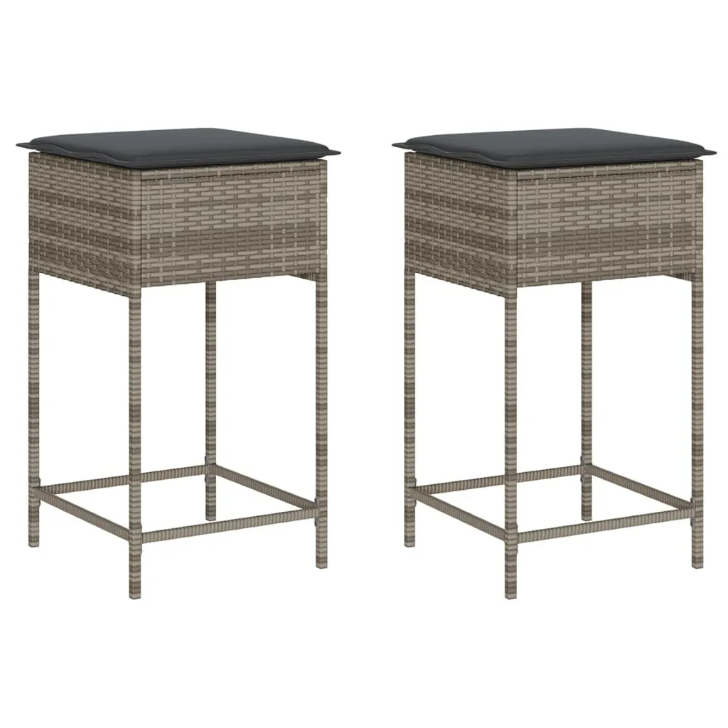 Set Sgabelli vidaXL per Terrazza e Balcone - 2 pz Poly Rattan - 1
