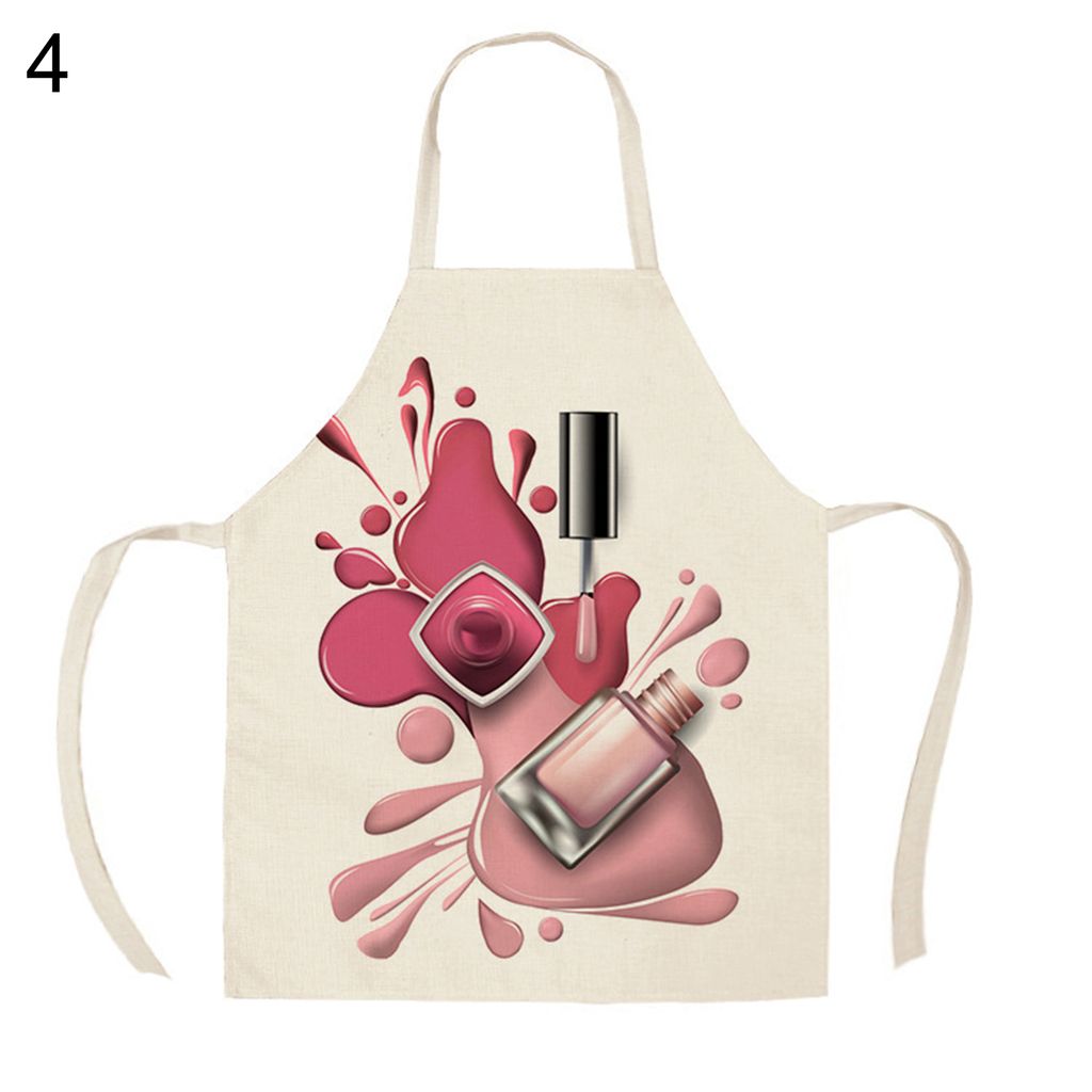 Küchenschürze klares Muster Anti-Fade Flachs Nagelkleber gedruckter Kochkoch Bib für BBQ-4 ,Größen:S