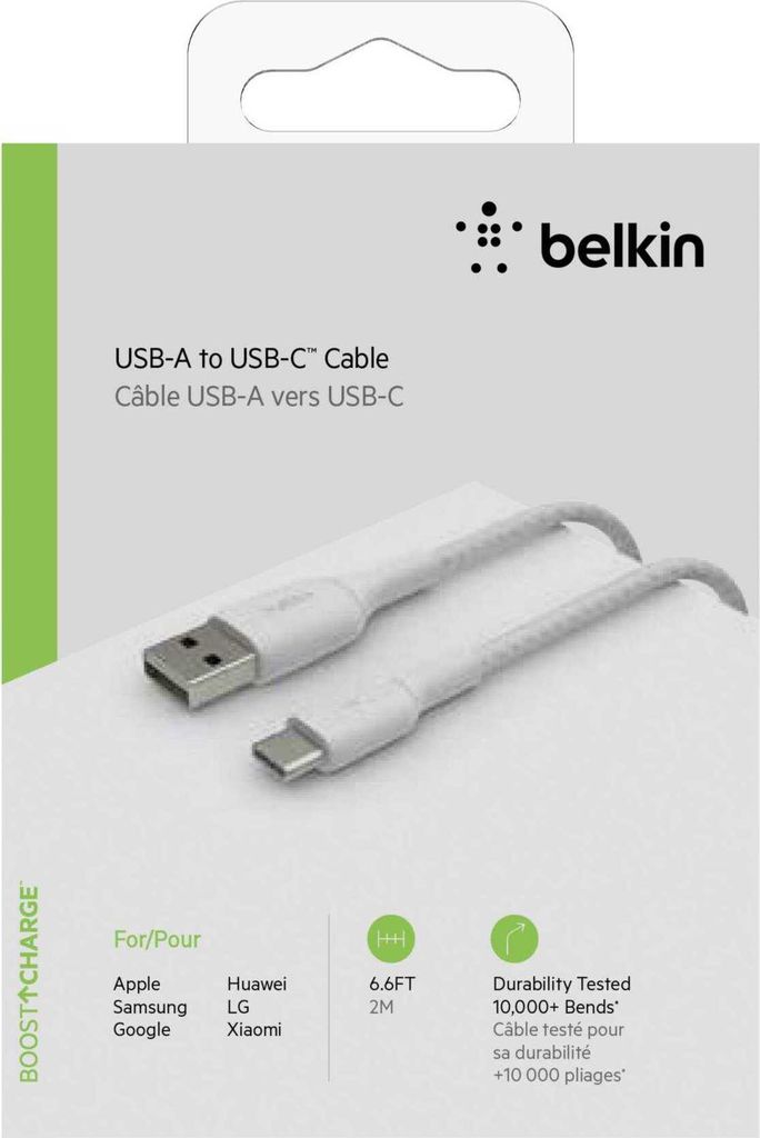 Belkin BoostCharge, 2 m, USB A, USB C, Weiß Produktbild 