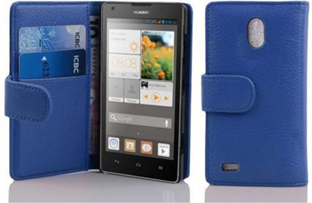 Cadorabo Schutzhülle für Huawei ASCEND G700 Hülle in Blau Handyhülle Etui Case Backcover Kunstleder Tasche
