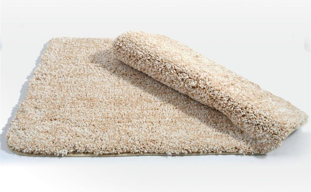 Spirella Badteppich Badematte Duschvorleger Mikrofaser Hochflor | flauschig | rutschhemmend | Gobi | geeignet für Fußbodenheizung | 60x90 cm | Beige
