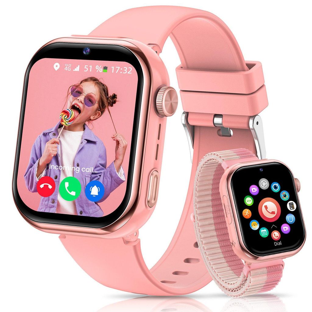 2025 NEW 1000mAh 4G Kinder Smartwatch mit GPS & Telefonfunktion Smartwatch für 4–12 Jungen und Mädchen, für Android und IOS