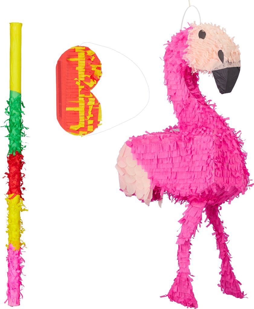 relaxdays 3-teiliges Pinata Set Flamingo