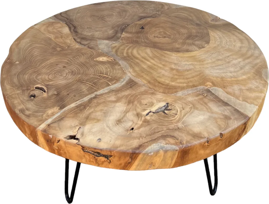 Table d'appoint de canapé ronde en bois - Support ordinateur et café - 3