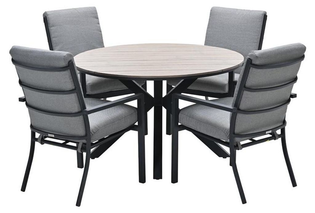 Edison Tafel Diameter 122 cm Carbon Black Light Teak Garden Productafbeelding 