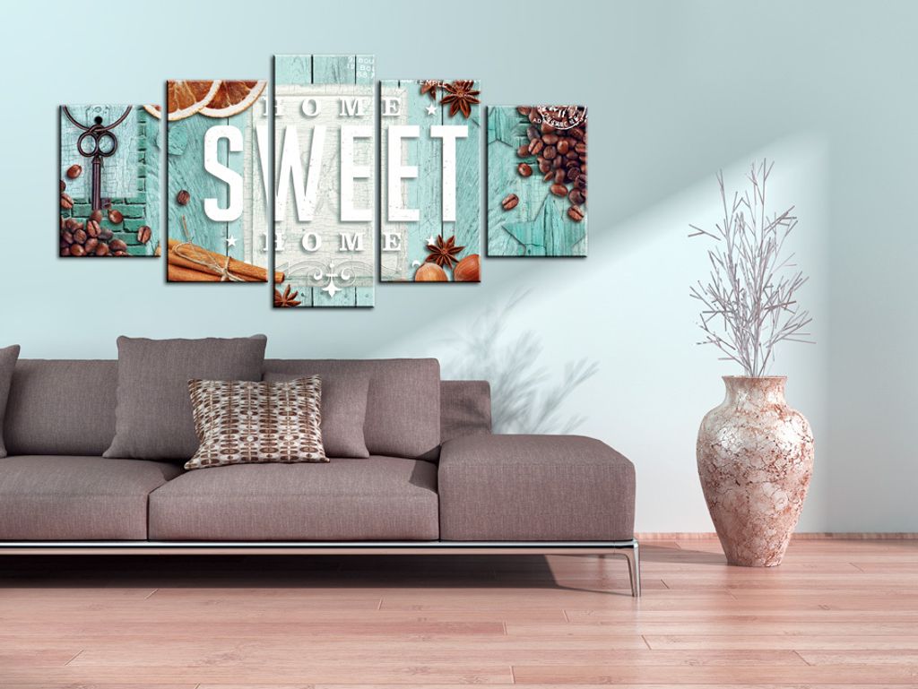 Akustikbild Home Sweet 200x100 cm Bilder Akustikschaum Hochleistungsschallabsorber Schallschutz Leinwand 5 tlg Wandbild Raumakustik Schalldämmung ...