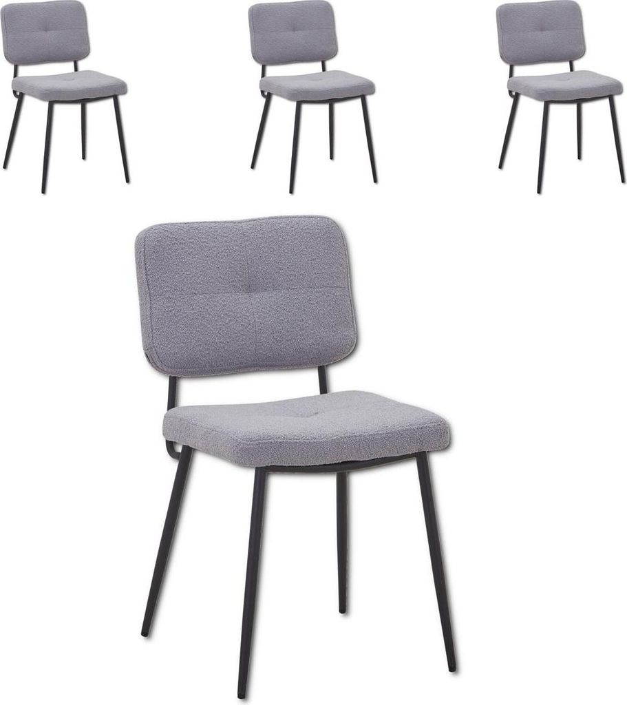 HOOZ 4er Set Esszimmerstühle mit Rückenlehne, Teddystoff Küchenstuhl mit Metallbeinen, Polsterstuhl Wohnzimmerstuhl Sessel für Esszimmer Schlaf...