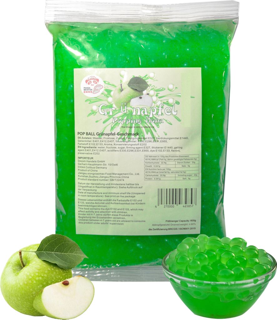 BubbleTea Popping Boba - 600g Grüner Apfel - Aktion: 1 Produktbild