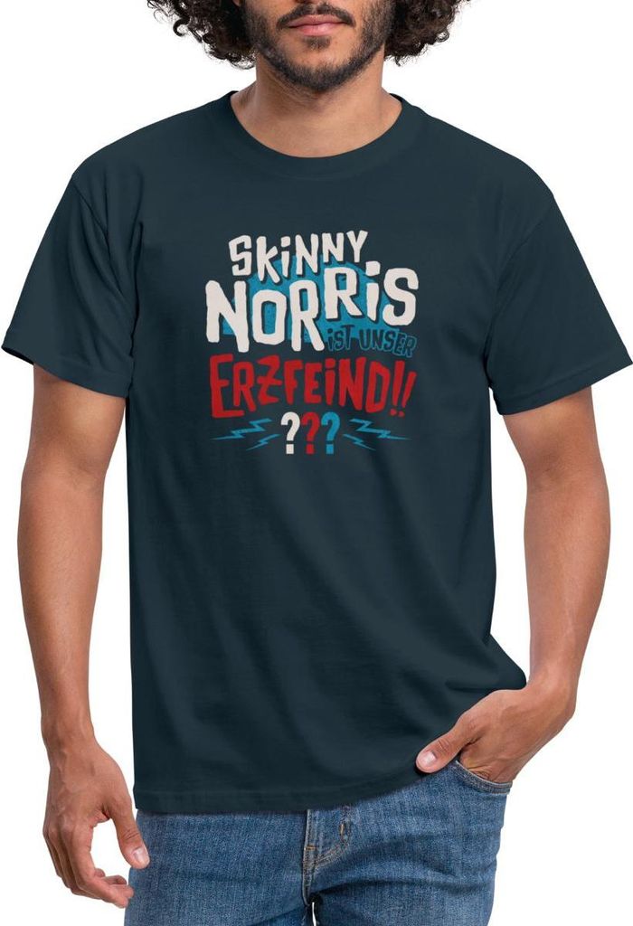Spreadshirt Die Drei Fragezeichen Skinny Norris Männer T-Shirt, L, Navy