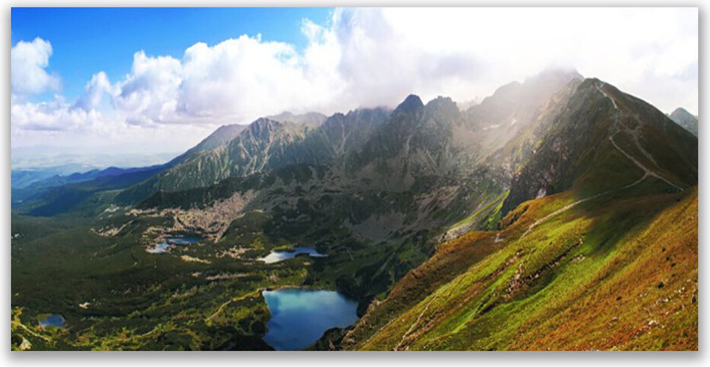 Tulup Leinwand-Bilder 120x60 Wandbild Canvas Kunstdruck Gebirge Wiese Landschaft