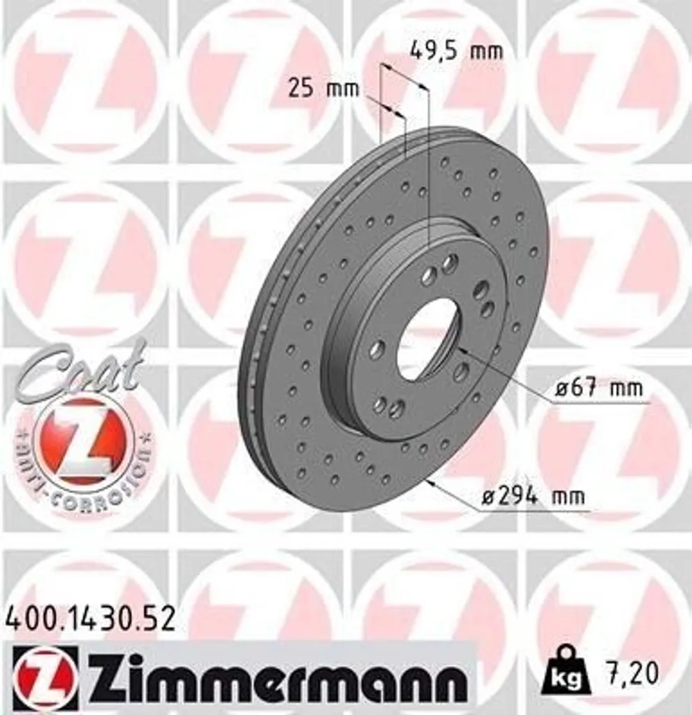 Paire de Disques de Frein Ventilés Zimmermann 294mm Haute Qualité