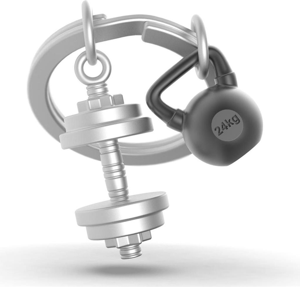 Metalmorphose Sleutelhanger - Dumbbell & Kettlebell