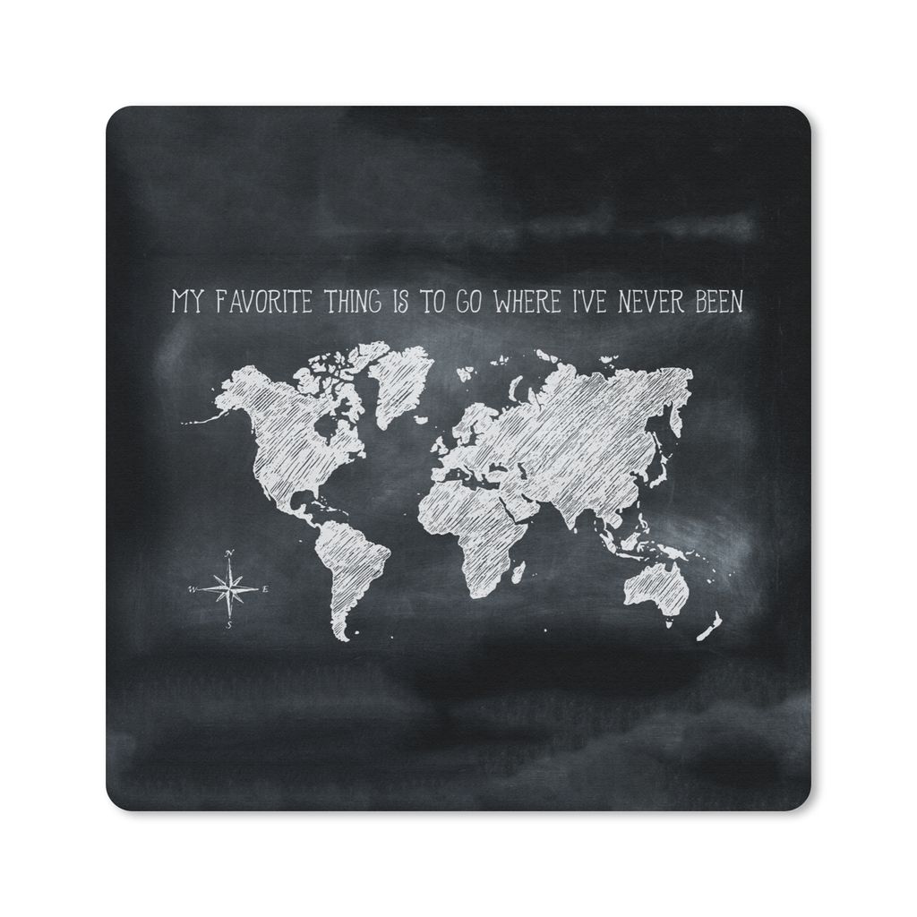 MuchoWow Mauspad Mousepad Weltkarte - Kreidetafel - Kompass 30x30 cm - Mousepads - Maus Mat - Pad - Mausunterlage - Gaming