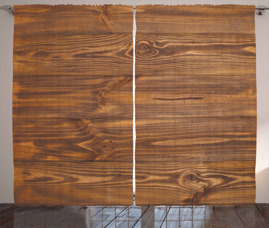 ABAKUHAUS Hölzern Rustikaler Vorhang, Natur Wald Bäume Kunst, Wohnzimmer Universalband Gardinen mit Schlaufen und Haken, 280 x 175 cm, Braun